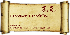 Blondner Richárd névjegykártya